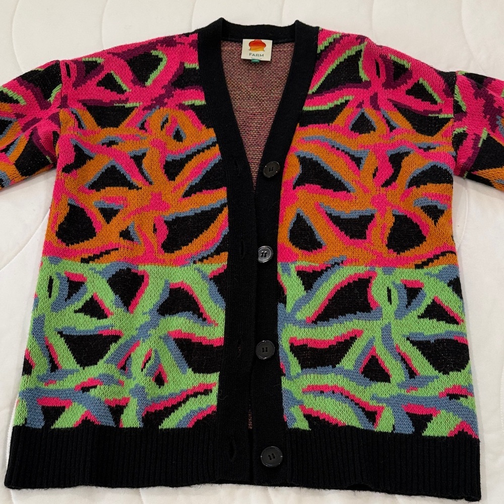 FARM Rio Garden Plaid Knit Cardigan